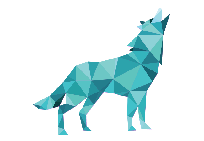 teal howling wolf vector drawing