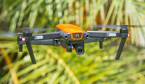 Front and top view of Autel Robotics drone in flight